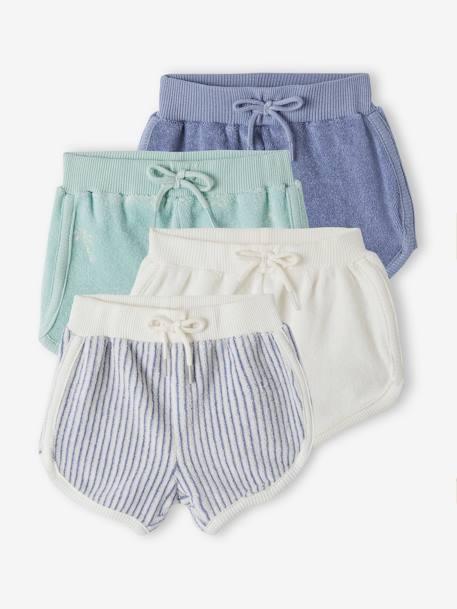 Lot de 4 shorts en éponge naissance bleu chambray 1 - vertbaudet enfant 