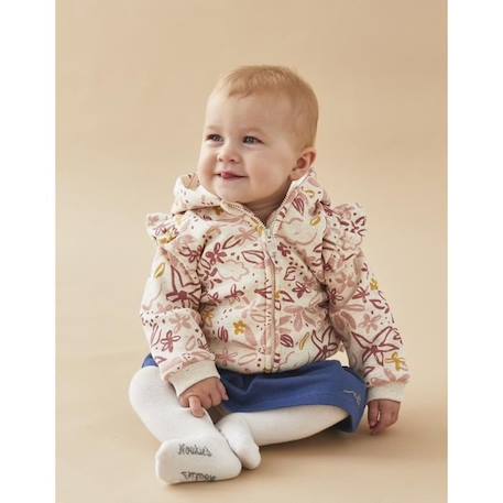 Bébé-Pull, gilet, sweat-Sweat à capuche fleuri