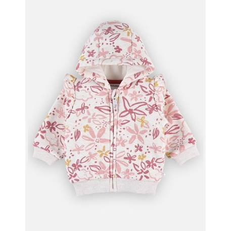 Sweat à capuche fleuri ROSE 4 - vertbaudet enfant 