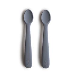 -Lot de 2 cuillères bébé silicone gris - Apprentissage repas - Mushie