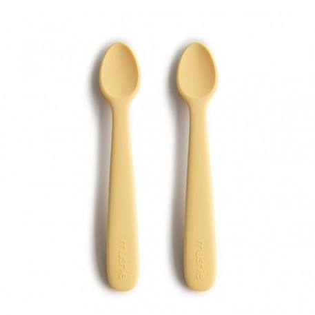 Lot de 2 cuillères bébé silicone Jaune - Apprentissage repas - Mushie JAUNE 1 - vertbaudet enfant 