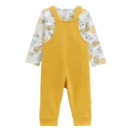 Ensemble salopette bébé en molleton et t-shirt Aslan JAUNE 2 - vertbaudet enfant 