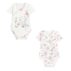 -Lot de 2 bodies bébé manches courtes ouverture croisée Bahia