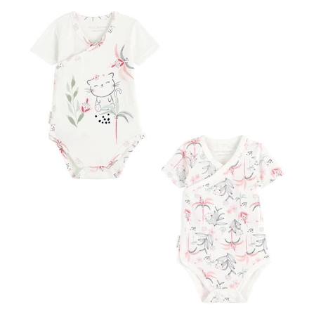 Lot de 2 bodies bébé manches courtes ouverture croisée Bahia ROSE 1 - vertbaudet enfant 