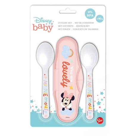 Lot de 2 cuillère minnie avec protection ROSE 3 - vertbaudet enfant 