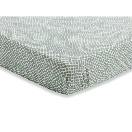 Drap-housse Jersey lit bébé 60x120cm Snake Vert Cendré - Jollein VERT 1 - vertbaudet enfant 