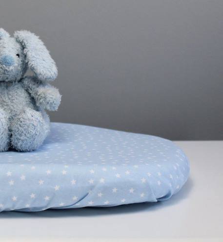 Drap housse Coton Bio motifs Etoiles - Berceau/landau (Bleu ciel - 50 x 100 cm) BLEU 2 - vertbaudet enfant 