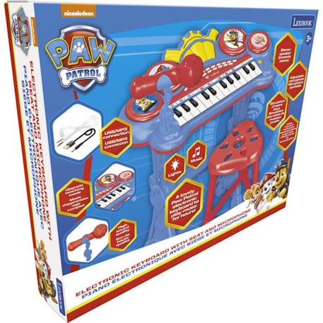 Clavier électronique Pat’Patrouille avec siège et microphone, 24 touches lumineuses pour apprendre la musique et câble Aux-In BLEU 4 - vertbaudet enfant 