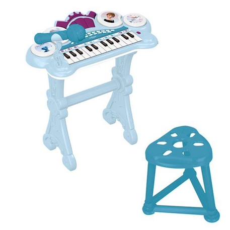 Clavier électronique Reine des Neiges avec siège et microphone, 24 touches lumineuses pour apprendre la musique et câble Aux-In MULTICOLORE 2 - vertbaudet enfant 