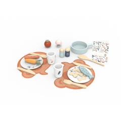 Jouet-Jeux d'imitation-Cuisines et dinette-Set complet dinette en bois FSC - Couverts - 19 pcs - Jeu imitation cuisine - Speedy Monkey