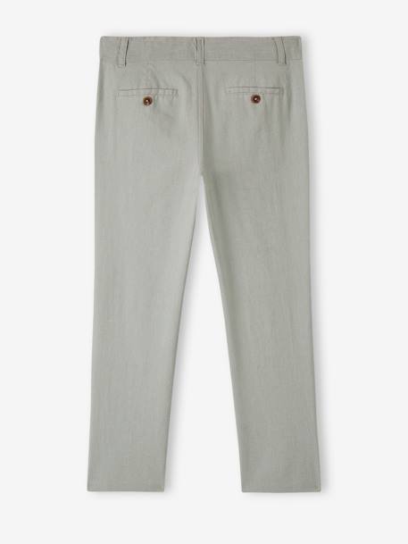 Pantalon chino garçon en coton/lin beige clair+bleu+marine foncé+vert sauge 19 - vertbaudet enfant 