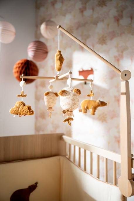 Mobile musical en bois avec jouets ours en gaze de coton MARRON 2 - vertbaudet enfant 