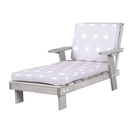 ROBA Chaise Longue pour Enfants avec Coussins Little Stars Déhoussables - Bain de Soleil en Bois Résistant aux Intempéries - Gris GRIS 1 - vertbaudet enfant 