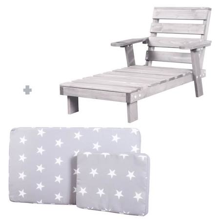 ROBA Chaise Longue pour Enfants avec Coussins Little Stars Déhoussables - Bain de Soleil en Bois Résistant aux Intempéries - Gris GRIS 2 - vertbaudet enfant 