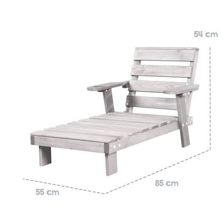 ROBA Chaise Longue pour Enfants avec Coussins Little Stars Déhoussables - Bain de Soleil en Bois Résistant aux Intempéries - Gris GRIS 4 - vertbaudet enfant 