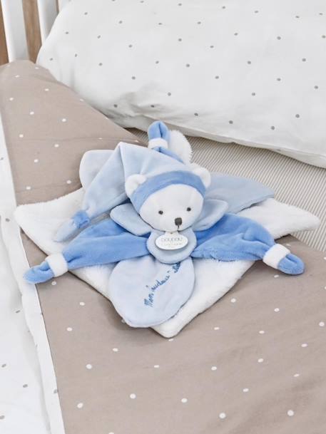 Doudou carré ours 24cm collector - DOUDOU ET COMPAGNIE bleu+rose+taupe 4 - vertbaudet enfant 