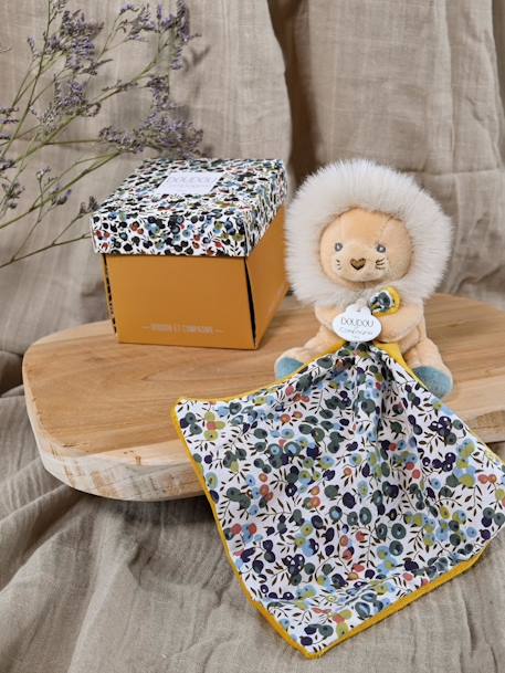 Pantin + doudou 12cm boh'aim - DOUDOU ET COMPAGNIE faon rose+lion jaune+ours bleu 5 - vertbaudet enfant 