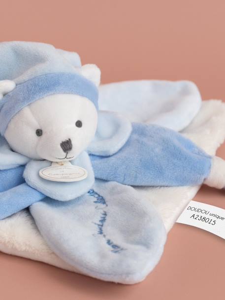 Doudou carré ours 24cm collector - DOUDOU ET COMPAGNIE bleu+rose+taupe 3 - vertbaudet enfant 