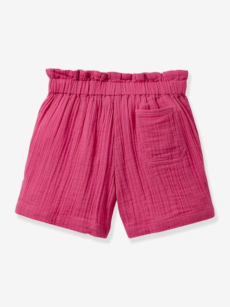 Short fille en gaze de coton CYRILLUS framboise+vert sapin 2 - vertbaudet enfant 