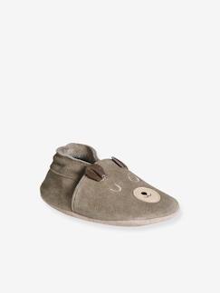 -Chaussons élastiqués en cuir souple bébé