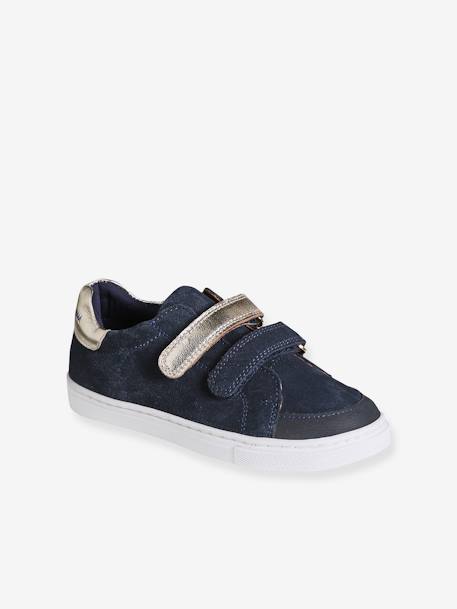 Baskets scratchées en cuir fille marine+marron 1 - vertbaudet enfant 