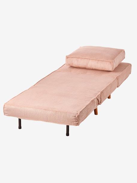 Banquette convertible 1 place velours côtelé rose nude+vert 5 - vertbaudet enfant 