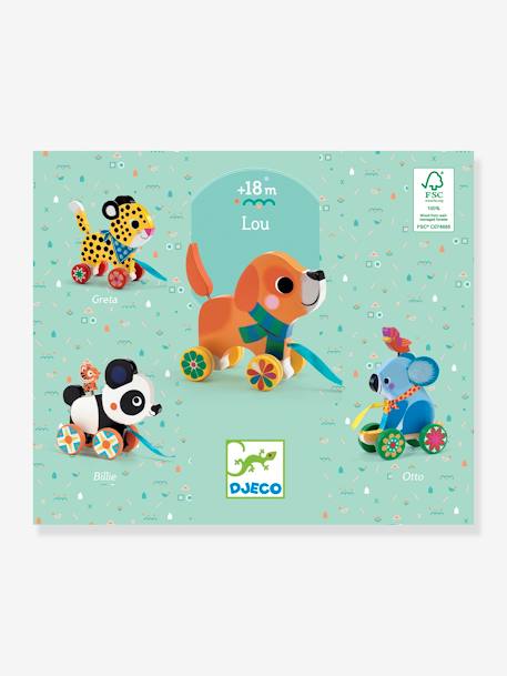 Lou, chien en bois à tirer - DJECO multicolore 2 - vertbaudet enfant 