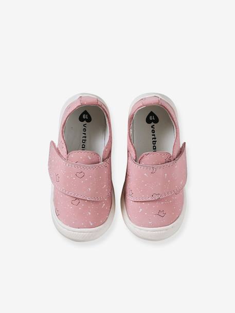 Chaussons scratchés bébé en cuir souple rose+rose imprimé+rose pâle 12 - vertbaudet enfant 