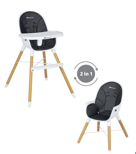 BEBECONFORT AVISTA Chaise haute évolutive, Dès 6 mois à 6 ans (30 kg), transaformable en chaise enfant, Mineral graphite GRIS 3 - vertbaudet enfant 