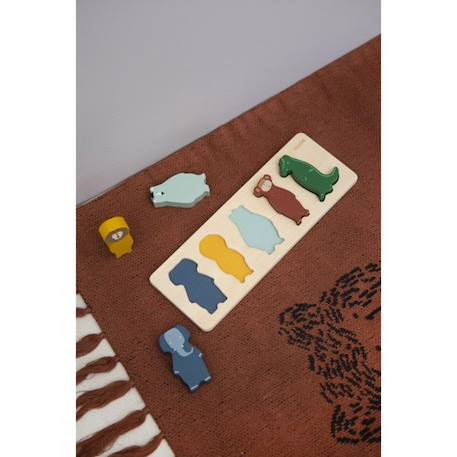 Puzzle en bois naturel pour enfants - TRIXIE - Animaux - 6 pièces - Motricité fine et apprentissage des couleurs MARRON 4 - vertbaudet enfant 