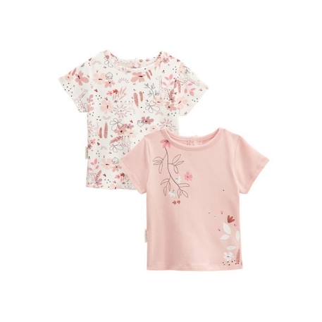 Lot de 2 t-shirts bébé manches courtes Petit Safari ROSE 1 - vertbaudet enfant 