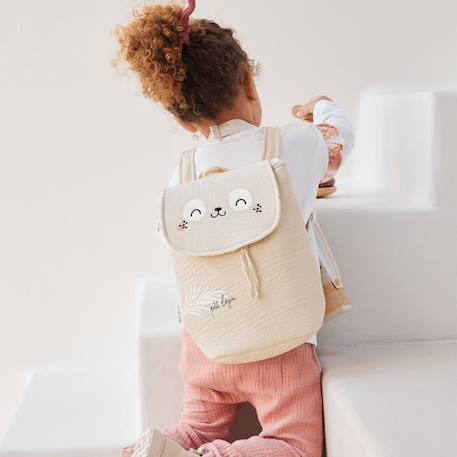 Sac à dos enfant en gaze de coton Mini Panda BEIGE 4 - vertbaudet enfant 