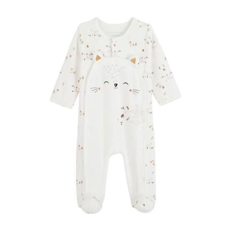 Pyjama bébé en velours ouverture pont Bisous  - vertbaudet enfant