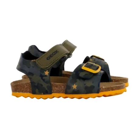 Sandale cuir enfant Geox Chalki - Sage-Ochre jaune JAUNE 3 - vertbaudet enfant 