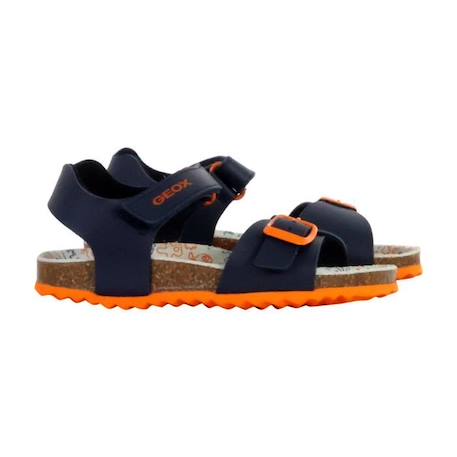 Sandale Cuir Geox Ghita - Navy-Orange sombre JAUNE 3 - vertbaudet enfant 