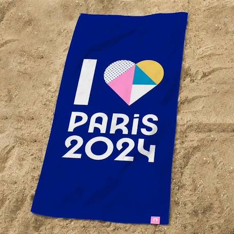 Drap de plage imprimé 100% coton PARIS 2024 JEUX OLYMPIQUES COEUR BLEU 2 - vertbaudet enfant 