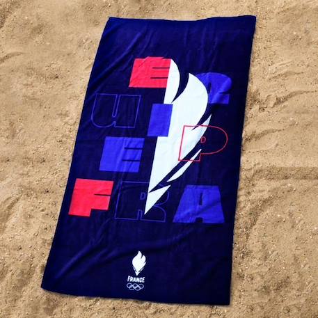 Drap de plage imprimé 100% coton PARIS 2024 JO EQUIPE DE FRANCE OLYMPIQUE EQUIPE BLEU 1 - vertbaudet enfant 