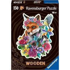 Jouet-Jeux éducatifs-Puzzle en bois Renard coloré 150 pièces robustes et naturelles dont 15 figurines en bois (whimsies), Qualité premium - Pour enfants