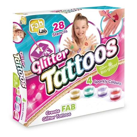 JEU DE TATOUAGE pailletés - TOMY - 28 pochoirs uniques - 4 couleurs scintillantes MULTICOLORE 2 - vertbaudet enfant 