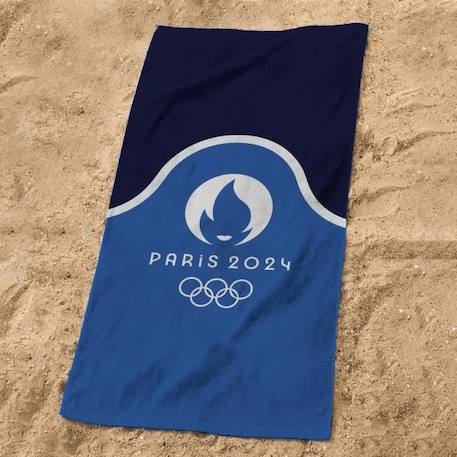 Drap de plage imprimé 100% cotonPARIS 2024 JEUX OLYMPIQUES PREMIUM MARINE 75x150 cm BLEU 3 - vertbaudet enfant 