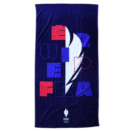 Drap de plage imprimé 100% coton PARIS 2024 JO EQUIPE DE FRANCE OLYMPIQUE EQUIPE BLEU 2 - vertbaudet enfant 