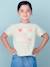 T-shirt fille animation relief et détails irisés fille abricot+bleu ciel+écru+encre+rayé marine+vert amande 16 - vertbaudet enfant 