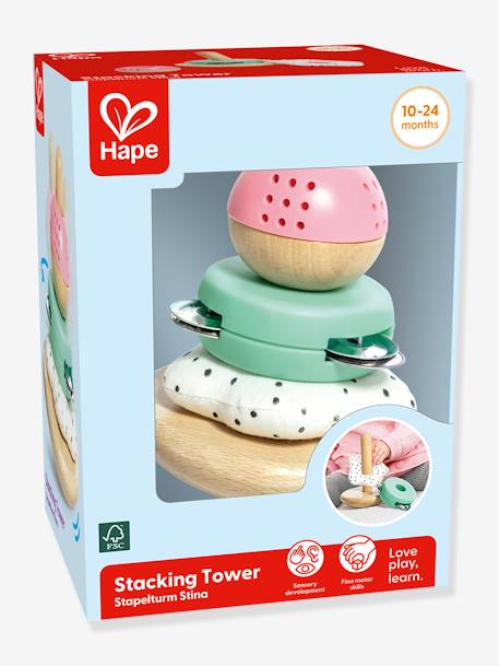 Pyramide à empiler bois et tissu - HAPE multicolore 3 - vertbaudet enfant 