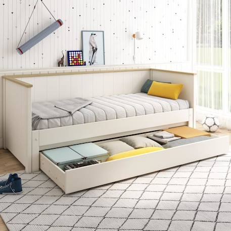 Lit extensible en pin blanc 80-160x200 Basile BLANC 2 - vertbaudet enfant 