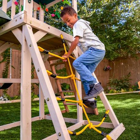 KidKraft - Aire de jeux portique en bois Emerald Challenge avec toboggan, balançoires et mur d'escalade - FSC MARRON 3 - vertbaudet enfant 