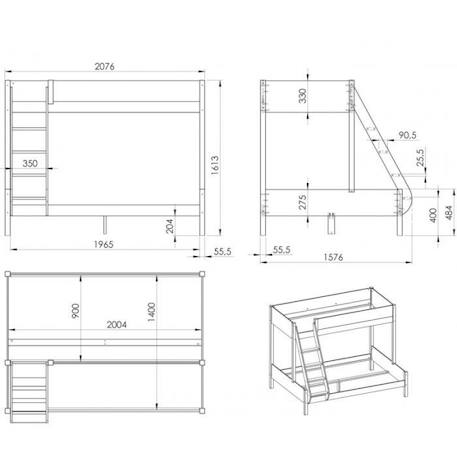 Lit superposé et matelas en pin blanc 90-140x200 Leopold BLANC 2 - vertbaudet enfant 