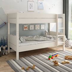 Chambre et rangement-Lit superposé avec matelas en pin blanc 90x200 H153 Achille