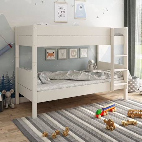 Lit superposé avec matelas en pin blanc 90x200 H153 Achille BLANC 1 - vertbaudet enfant 