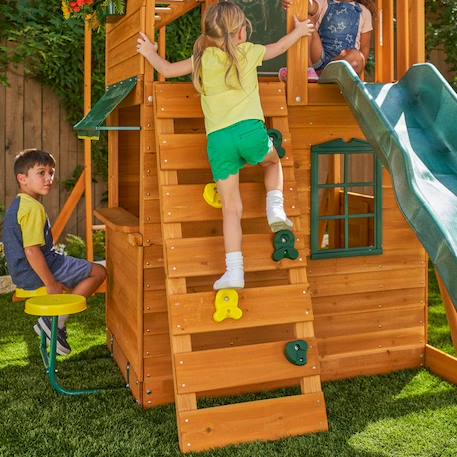 KidKraft - Aire de jeux portique en bois Ridgeview avec toboggan, balançoires et mur d'escalade MARRON 3 - vertbaudet enfant 