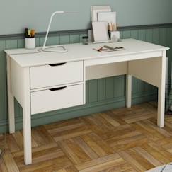 Chambre et rangement-Chambre-Bureau, table-Bureau à deux tiroirs en pin blanc 75x135 Leopold